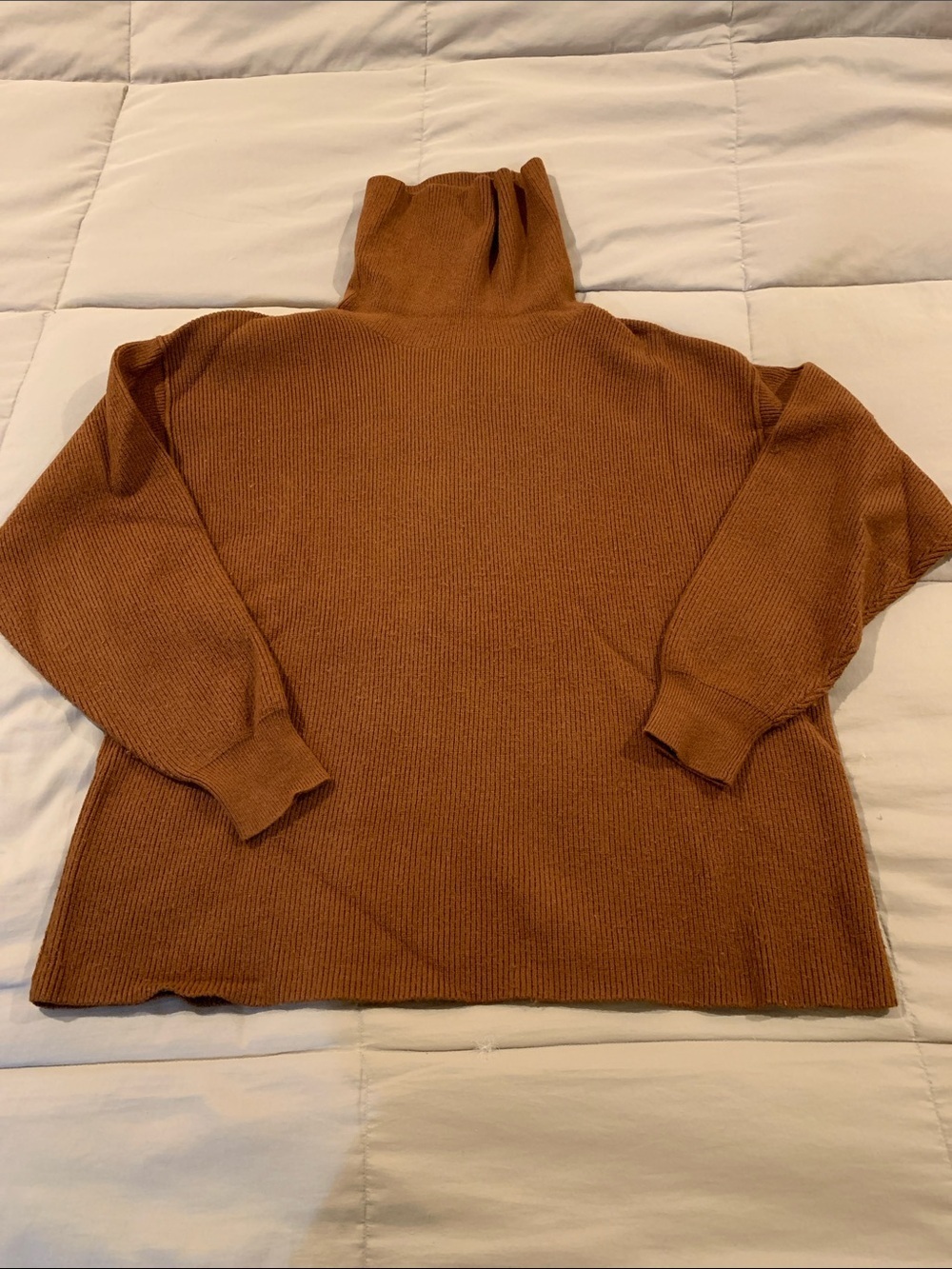 Free People Cozy Ribbed Turtleneck Sweater in Rust​​